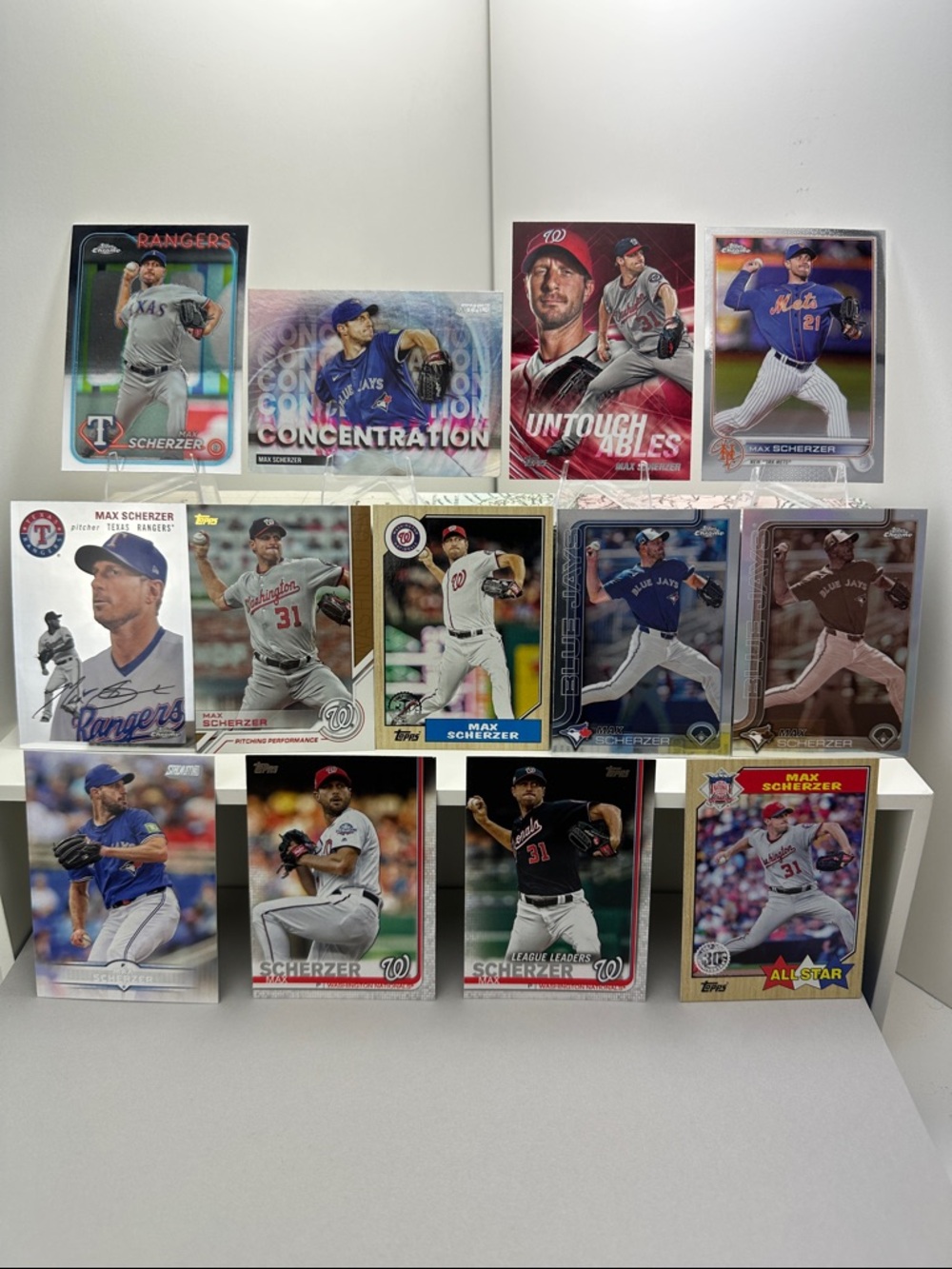 Max Scherzer lot of 13 (Nationals, Mets, Rangers, Blue Jays)